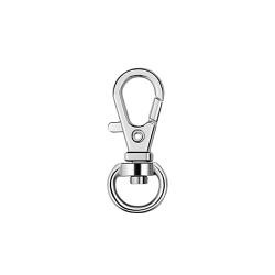 Sølv karabinkrok for id brikke hund, fjærbelastet lukking og ring, 3x1 cm for sikker feste av hundemerker.