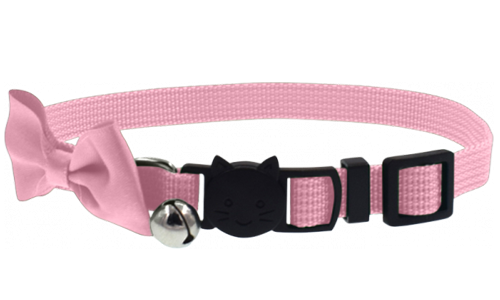 Halsbånd med Sløyfe for Katt Rosa kattehalsbånd med sløyfe og sikkerhetslås, justerbart og lett med bjelle for trygg og sjarmerende bruk.
