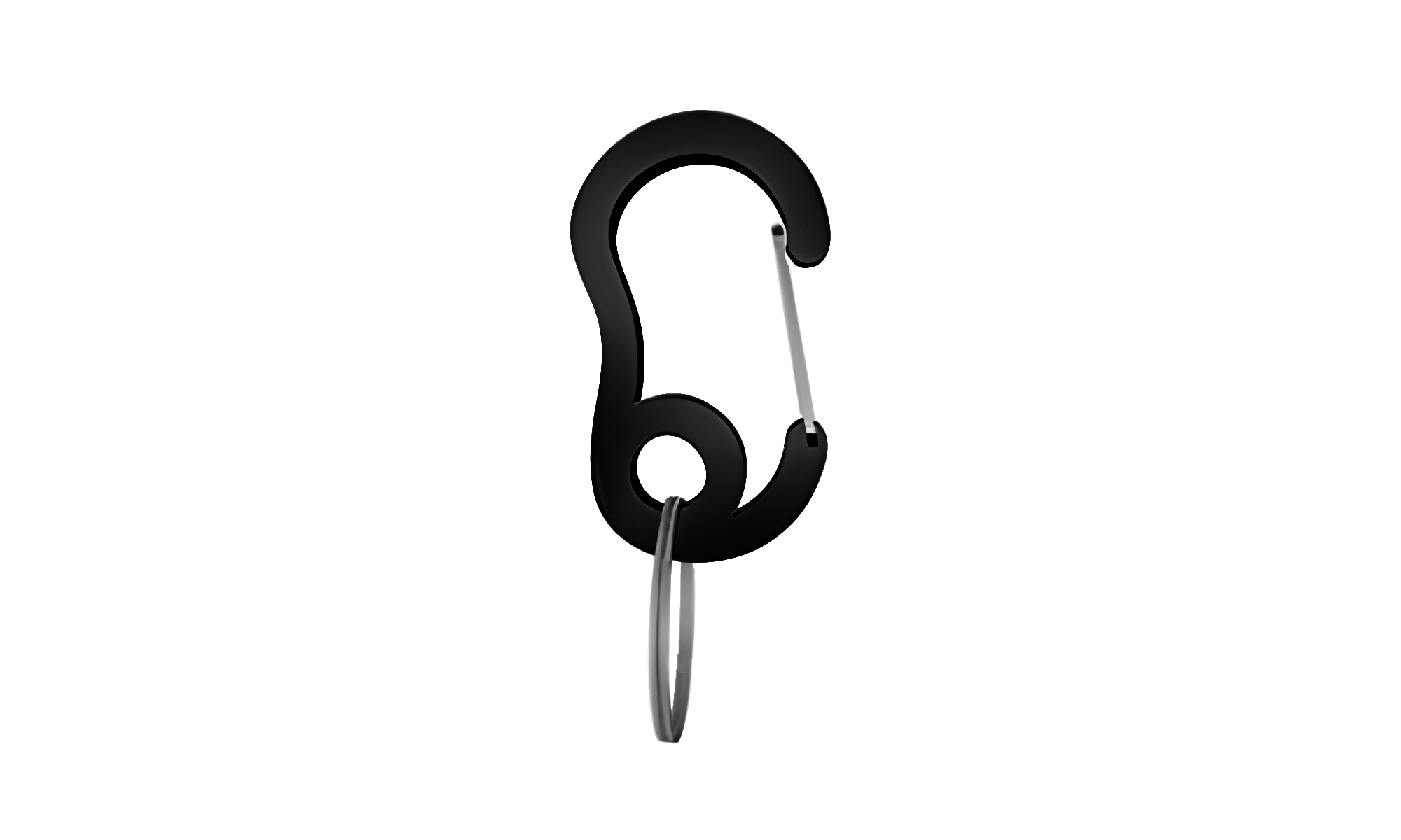 Luksus Karabinkrok Svart karabinkrok med liten splitt-ring, slitesterk, 13x22 mm for å feste id brikke hund til halsbånd.