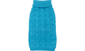 Varm Bomullsgenser til Hund Blå varm hundegenser i bomull med flettemønster, ekstra beskyttelse og høykvalitets bomullsmateriale.