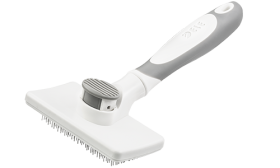 Selvrensende børste til hund Selvrensende slickerbørste for hunder og katter med teleskopiske børstehår, trykknapp for enkel fjerning av pels.