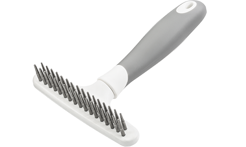 Hundebørste for underpels Hundens underkote rake med 32 metallpinner og ergonomisk håndtak for å fjerne løs pels og redusere røyting fra underlaget.
