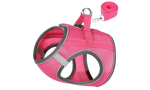 Reflekterende selevest til katt Rosa reflekterende katteharness vest med matchende kobbel, justerbar og lett, 140 cm kobbel, for komfort og synlighet.