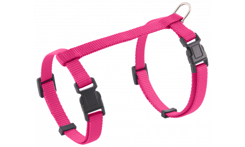 Sele for Katt Rosa katteharness med justerbare stropper og solid D-ring for båndfesting, gir sikker og komfortabel bruk.