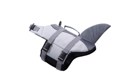 Hai-tema hundesvømmevest med sikre stropper, justerbart design. Passer for ulike typer hunder.