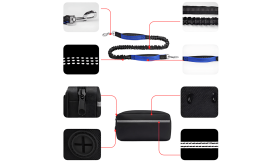Håndfritt Hundebånd med Justerbart Midjebelte og Lomme Blå hundebånd uten hender med reflekterende sømmer, justerbart midjebelte og oppbevaringspose, 27-48 tommer.
