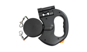 Flokefri uttrekkbar dobbel hundebånd med LED-lys – 3 m dobbelt bånd for to hunder