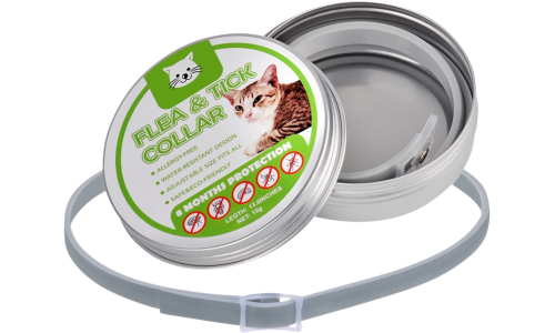 Naturlig flått- og loppeskjerm for katt, 8 måneders beskyttelse, vanntett og langvarig design for trygg bruk.